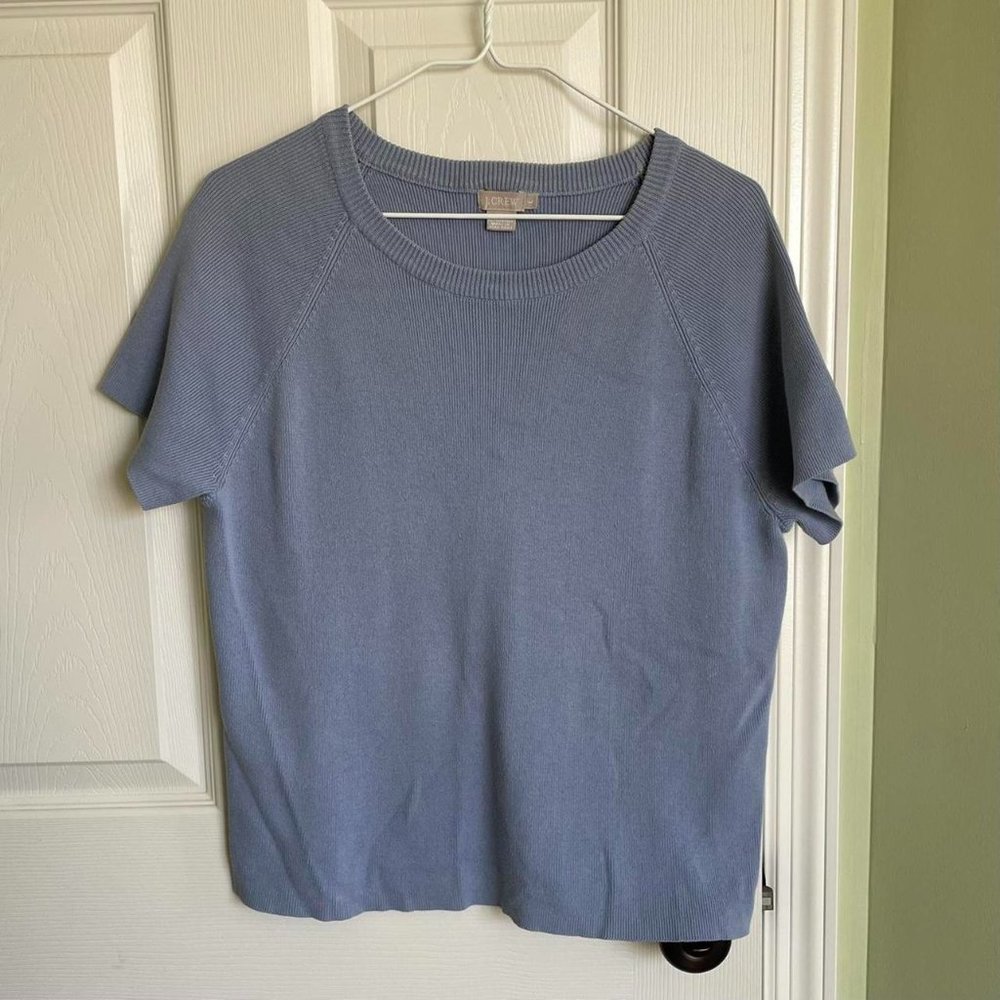 vintage J Crew pale blue short sleeve sweater! size: L